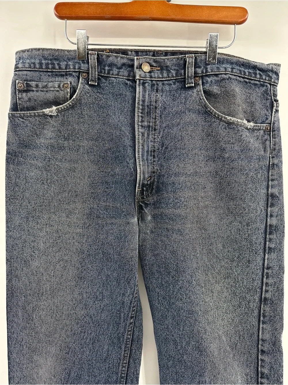 Levi's 505 Straight Jeans in Washed Black-Blue 38x30